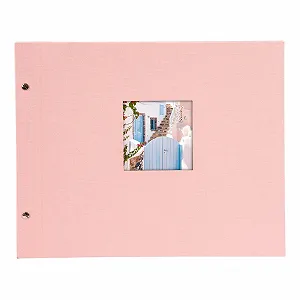 Альбом на винтах Bella Vista goldbuch С вырезом для фотографий 39 x 31 см, 40 страниц с защитными разделителями Расширяемый Лен, Серый, 28, розовый, 39 x 31 см synthetic.ua - Фото 1