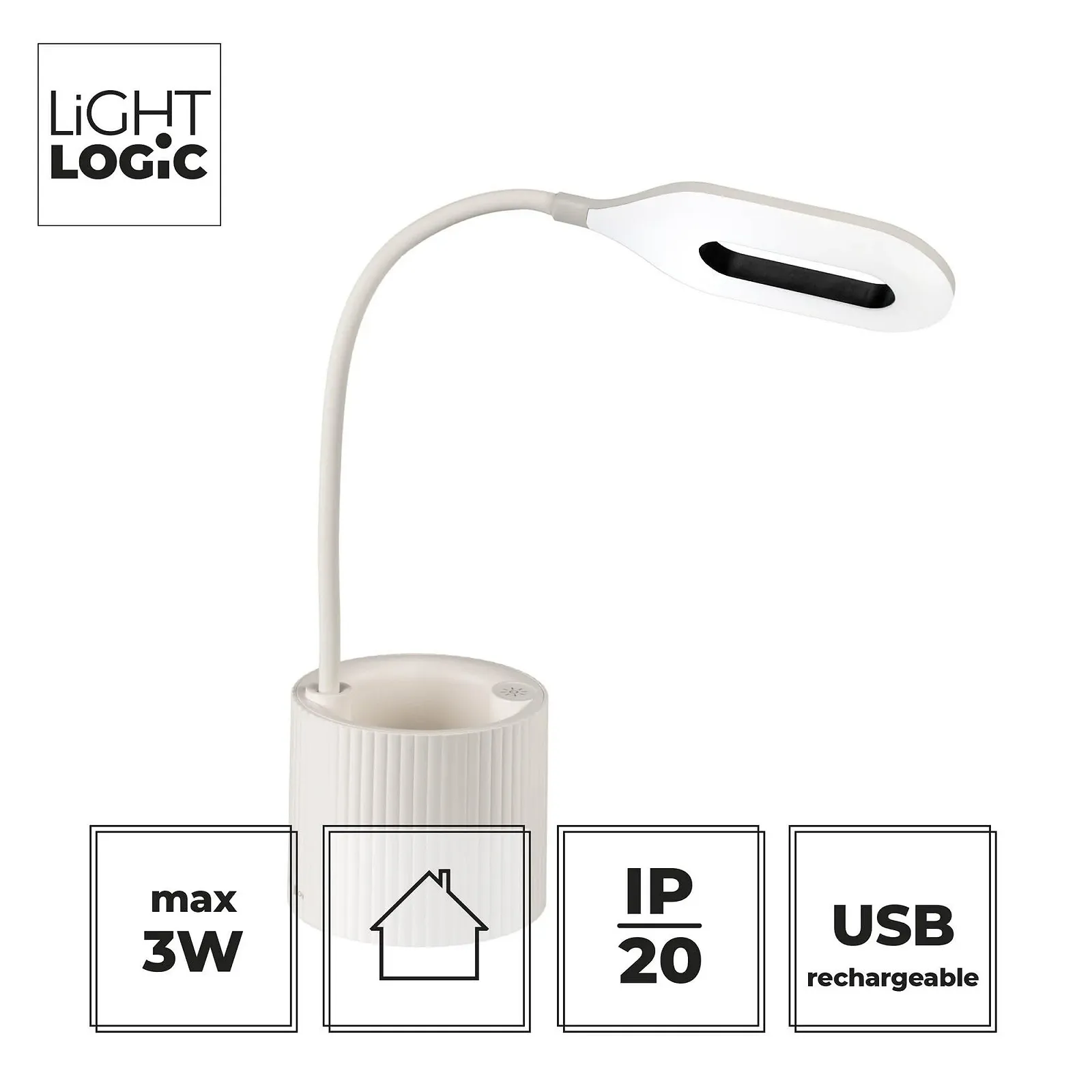 Настільна лампа LightLogic LL LANKI DIM CCT W Акумуляторна з органайзером Біла, фото №5