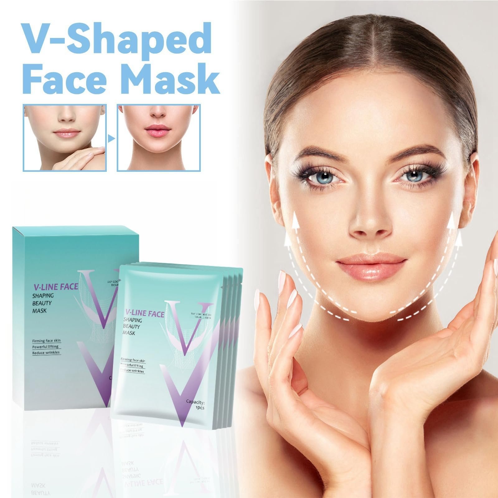 Маска для лица V-образная для лифтинга лица 5 шт Увлажняющая для подтяжки и упругости кожи, фото №9