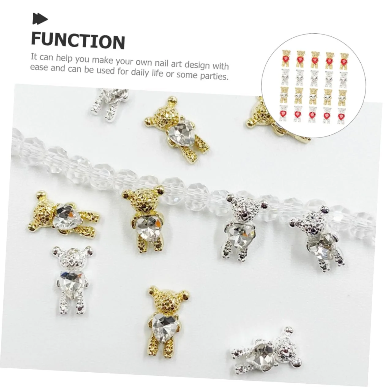 Стразы для ногтей FOMIYES Форма мишек 20 шт., фото №5 Стразы для ногтей FOMIYES Форма мишек 20 шт., фото №5