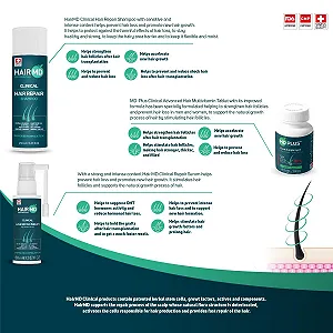 Набор для восстановления волос HairMD Clinical (Использование в течение 3 месяцев) (3 шампуня 250 мл + 3 сыворотки 60 мл + 3 мультивитамина для волос) synthetic.ua - Фото 1