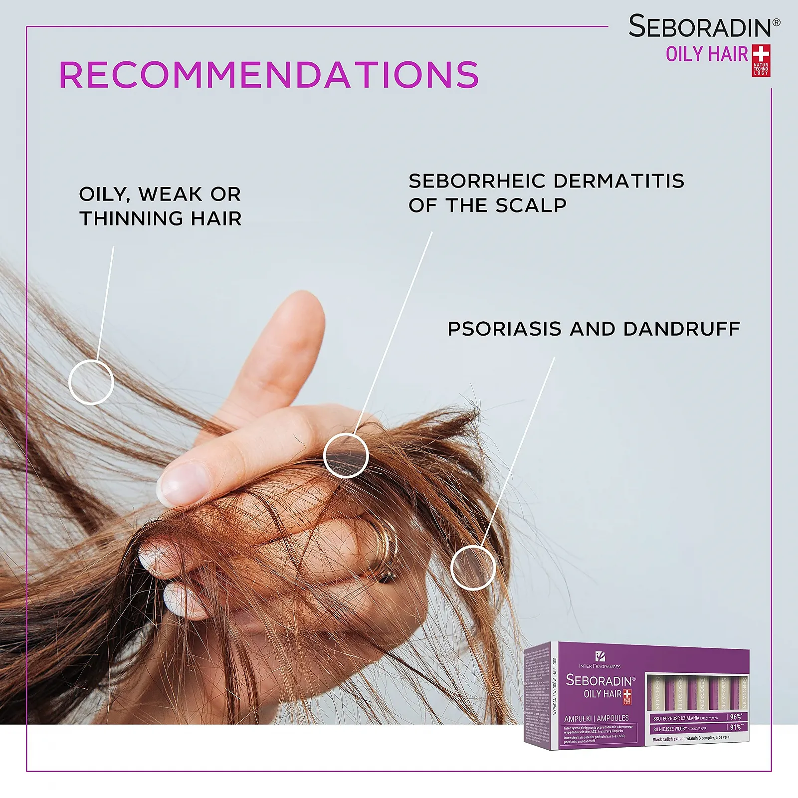 Ампули Seboradin для жирного волосся проти випадіння волосся при псоріазі та лупі, фото №4