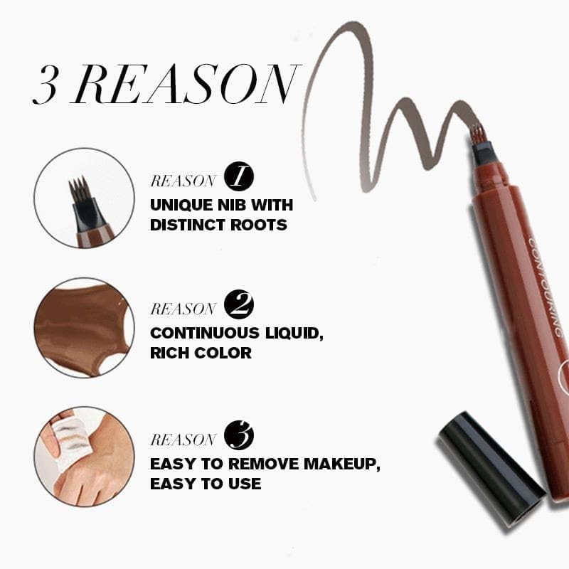 Олівець для брів 4 Points 4 Tipped Liquid Waterproof Long-Lasting Dark Brown + Light Brown, фото №3