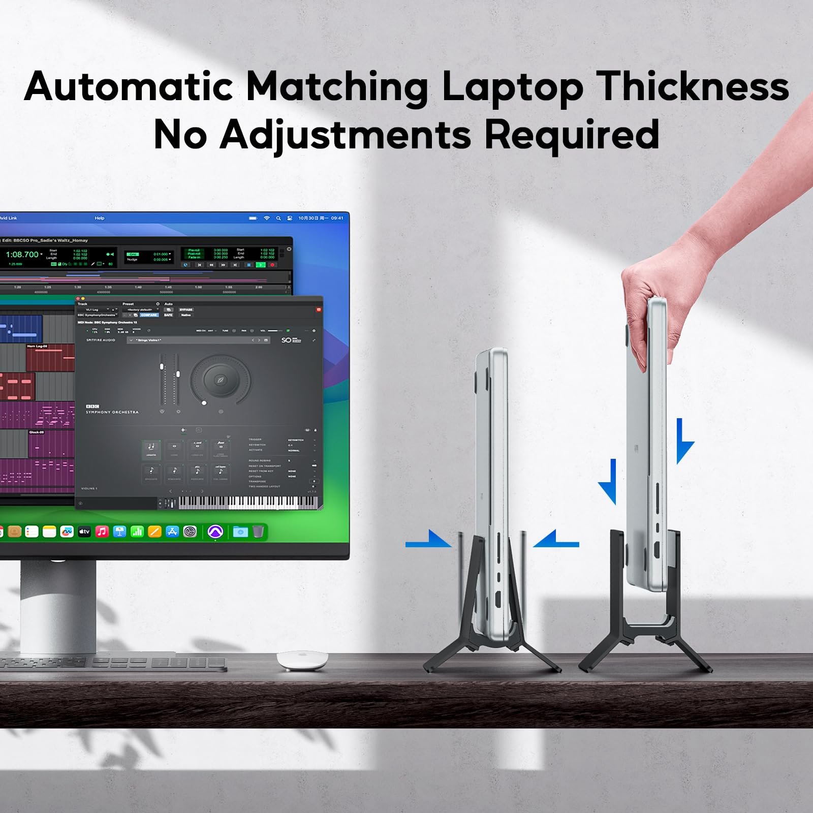 Вертикальная Подставка Алюминиевый Держатель Регулируемая Совместимость с Ноутбуками MacBook Air Pro Планшетами Mac Mini Черный, фото №2 Вертикальная Подставка Алюминиевый Держатель Регулируемая Совместимость с Ноутбуками MacBook Air Pro Планшетами Mac Mini Черный, фото №2