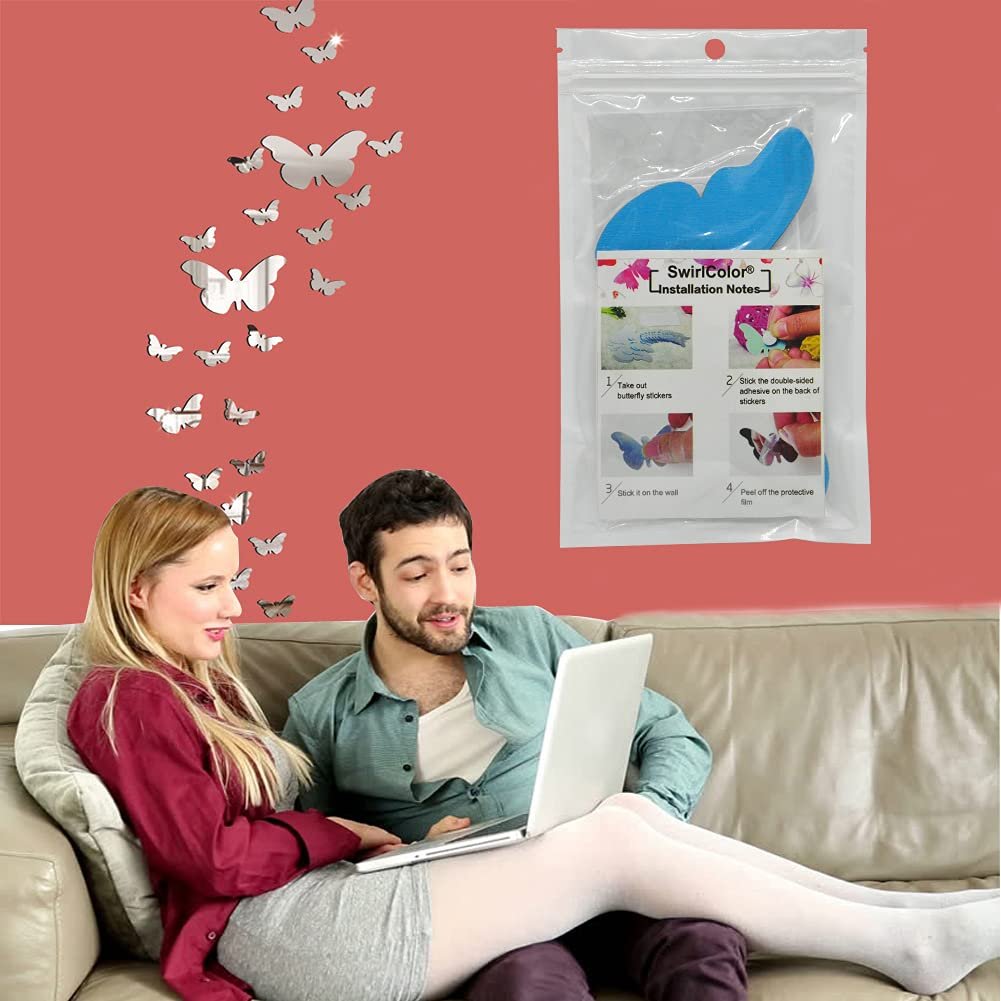 Акрилові дзеркальні наклейки 3D Метелики Сріблясті 30 шт., фото №2 Акрилові дзеркальні наклейки 3D Метелики Сріблясті 30 шт., фото №2