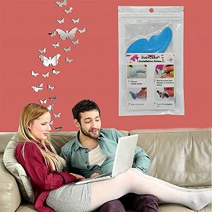 Акрилові дзеркальні наклейки 3D Метелики Сріблясті 30 шт. synthetic.ua - Фото 1