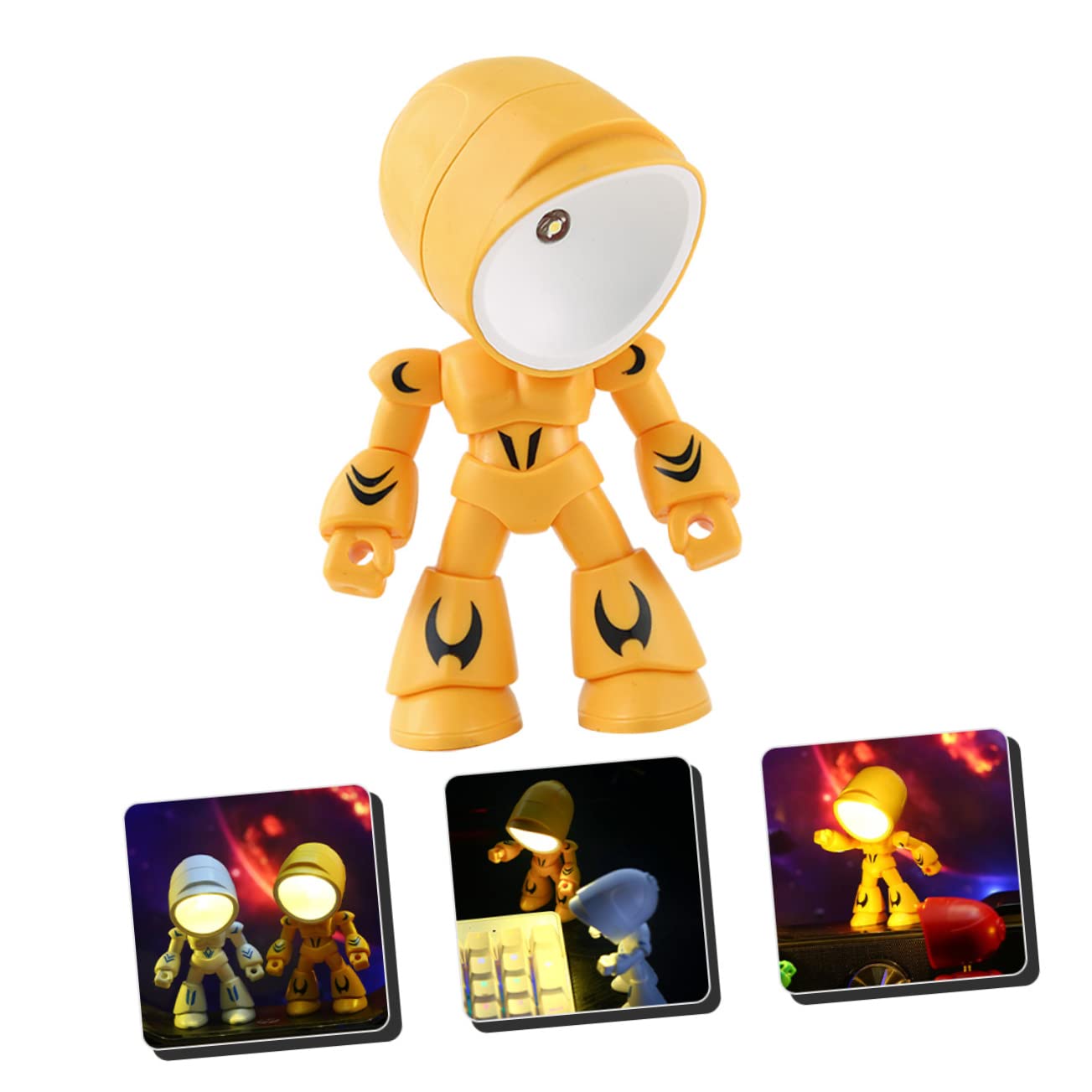 Лампа HEMOTON Night Light Robot Столовая Светодиодная Ночная Маленькая Настольная Робот Лампа Ночная Лампочка Кнопочный Элемент Питания Детская Ночная Лампа, фото №7
