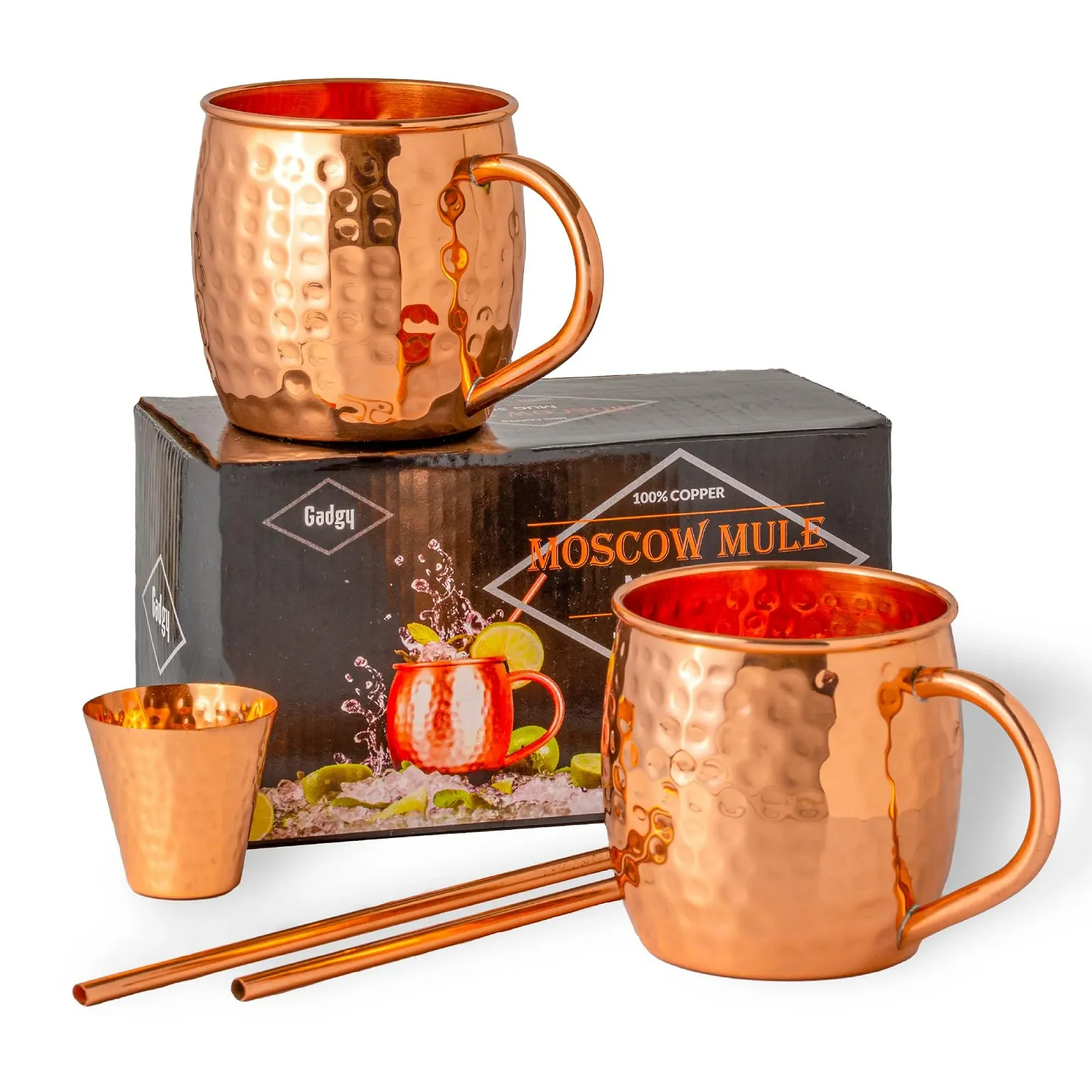 Набор кружек для коктейля Moscow Mule Gadgy 4 медные кружки, 4 трубочки, 1 мерный стакан, фото №9 Набор кружек для коктейля Moscow Mule Gadgy 4 медные кружки, 4 трубочки, 1 мерный стакан, фото №9