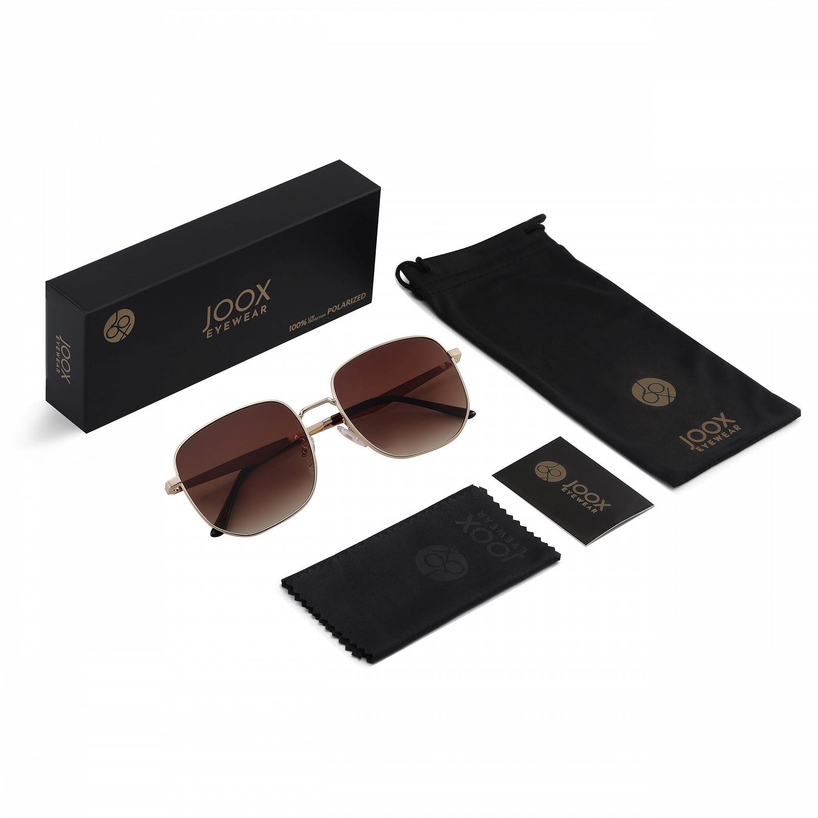 Солнцезащитные очки Квадратные Большие JOOX для Мужчин и Женщин, UV400 Защита, Модная Металлическая Оправа, фото №6