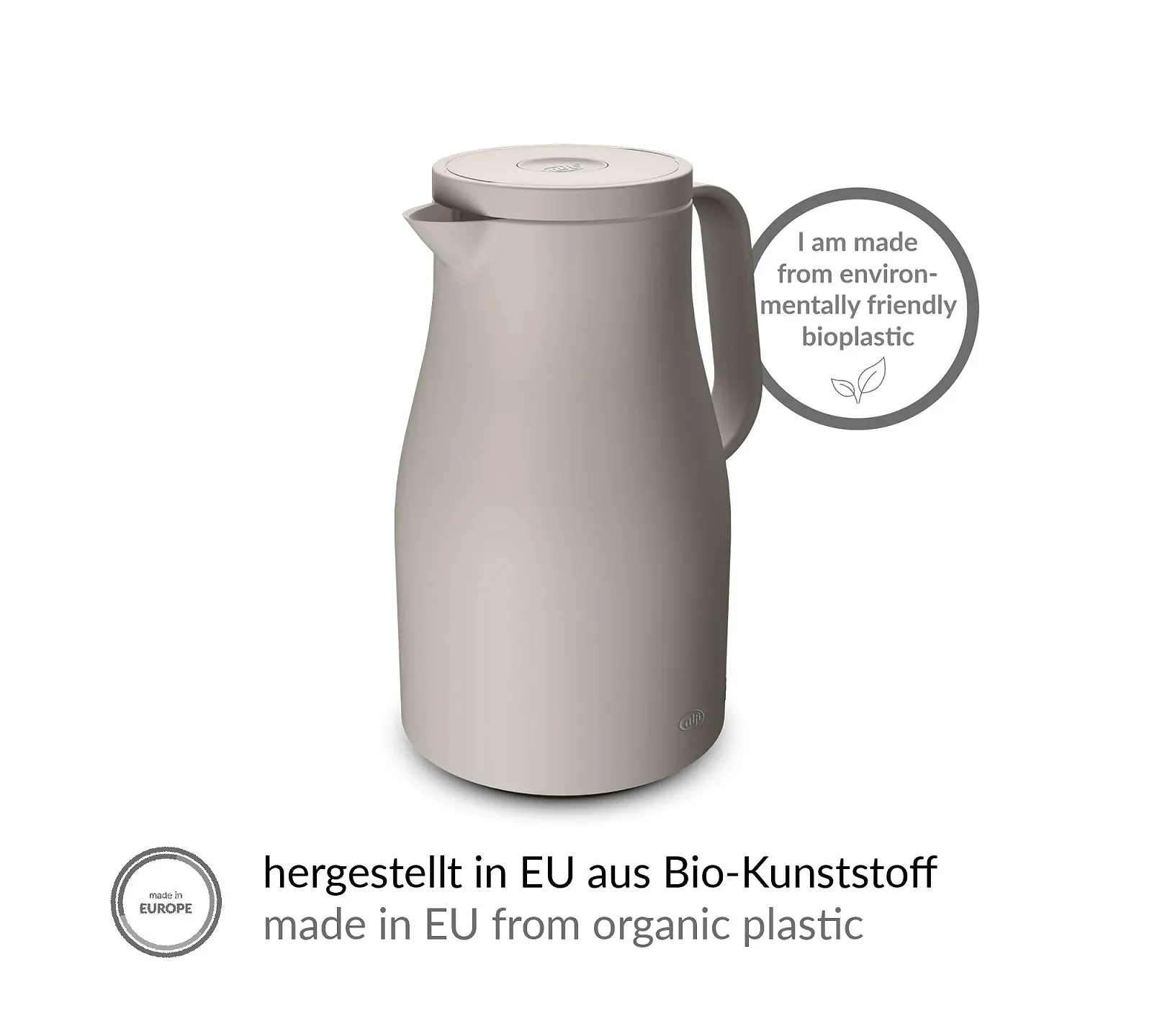 Термос-кавник alfi ECONSCIOUS 1.0 л, бежевий, з гігієнічною вставкою із загартованого скла з органічного пластику, фото №5