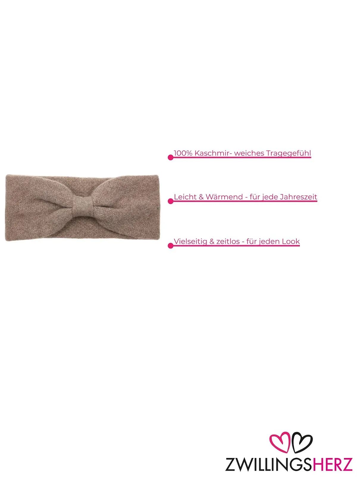 Пов'язка на голову Zwillingsherz 100% Кашемір, фото №3