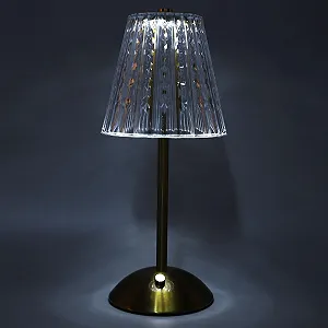 Настільна лампа Cordless акумуляторна декоративна LED димована кришталева 3 кольори бездротова Gold synthetic.ua - Фото 1