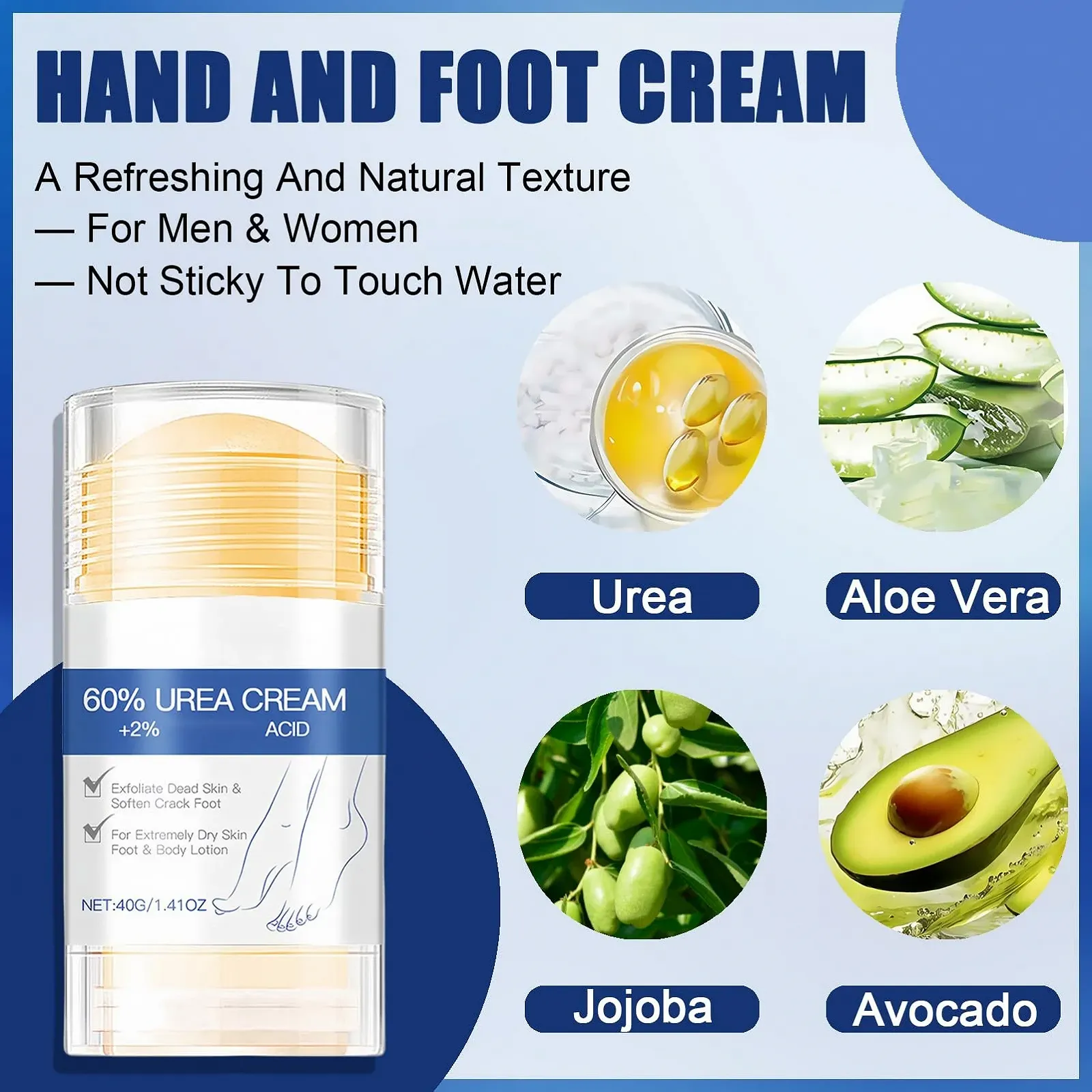 Крем для ног и рук Urea Cream 60% увлажняющий в стике 1.41 унции, фото №4 Крем для ног и рук Urea Cream 60% увлажняющий в стике 1.41 унции, фото №4