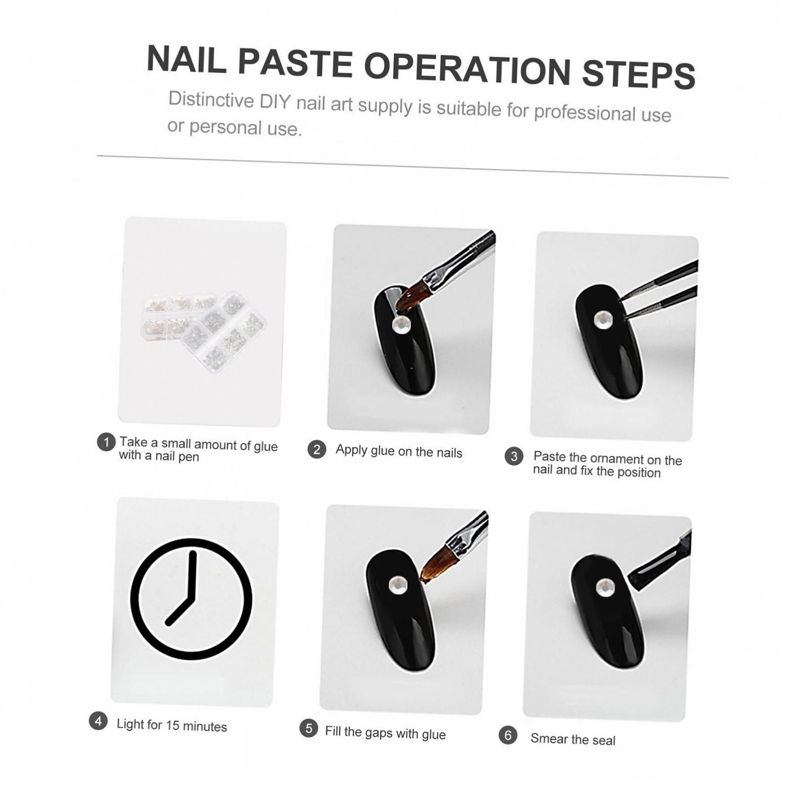 Украшения для ногтей Белый FRCOLOR 8 коробок de Cristal Para Уникальные украшения для ногтей DIY Маникюрные украшения DIY Аксессуары для ногтей Блестки Набор для ногтей Стразы Плоский дриль, фото №3