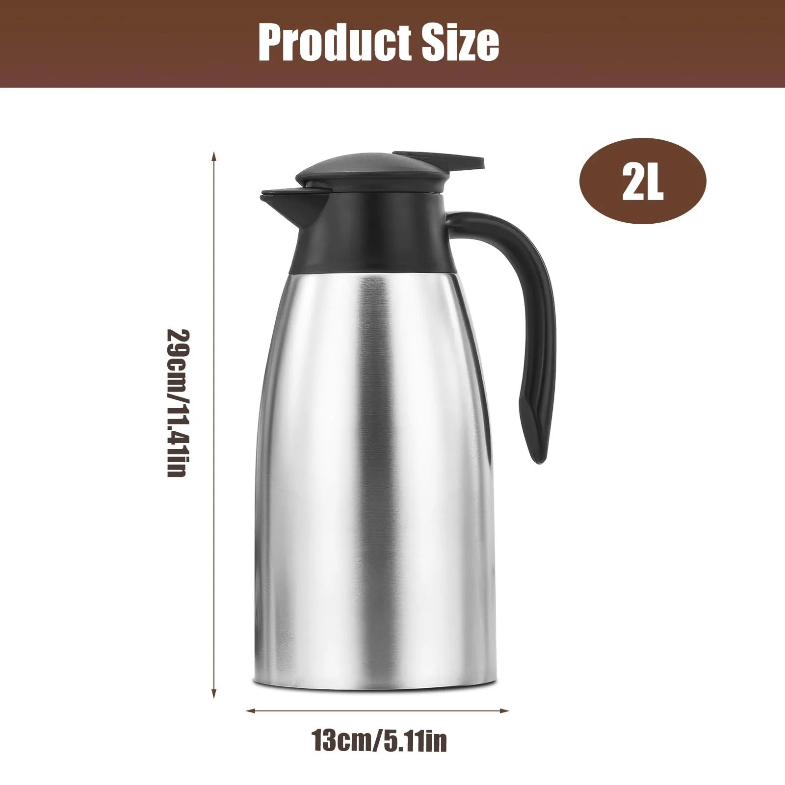 Термос-кавник 2 літри, нержавіюча сталь, з подвійними стінками, термічний кавник з герметичною кришкою, фото №8 Термос-кавник 2 літри, нержавіюча сталь, з подвійними стінками, термічний кавник з герметичною кришкою, фото №8