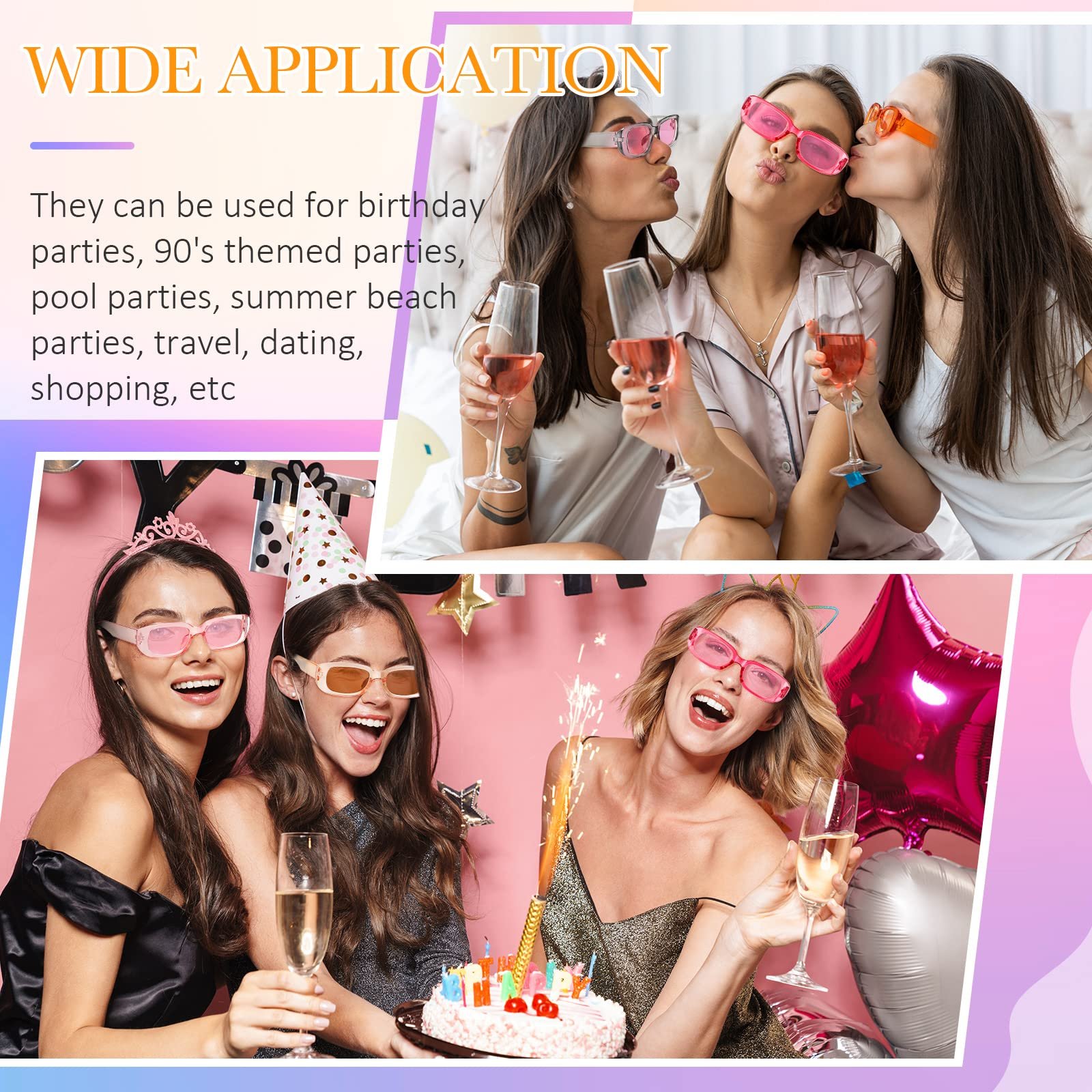 Солнцезащитные очки Fiada прямоугольные, 12 пар, Ретро, квадратные, Стильный цвет, фото №4