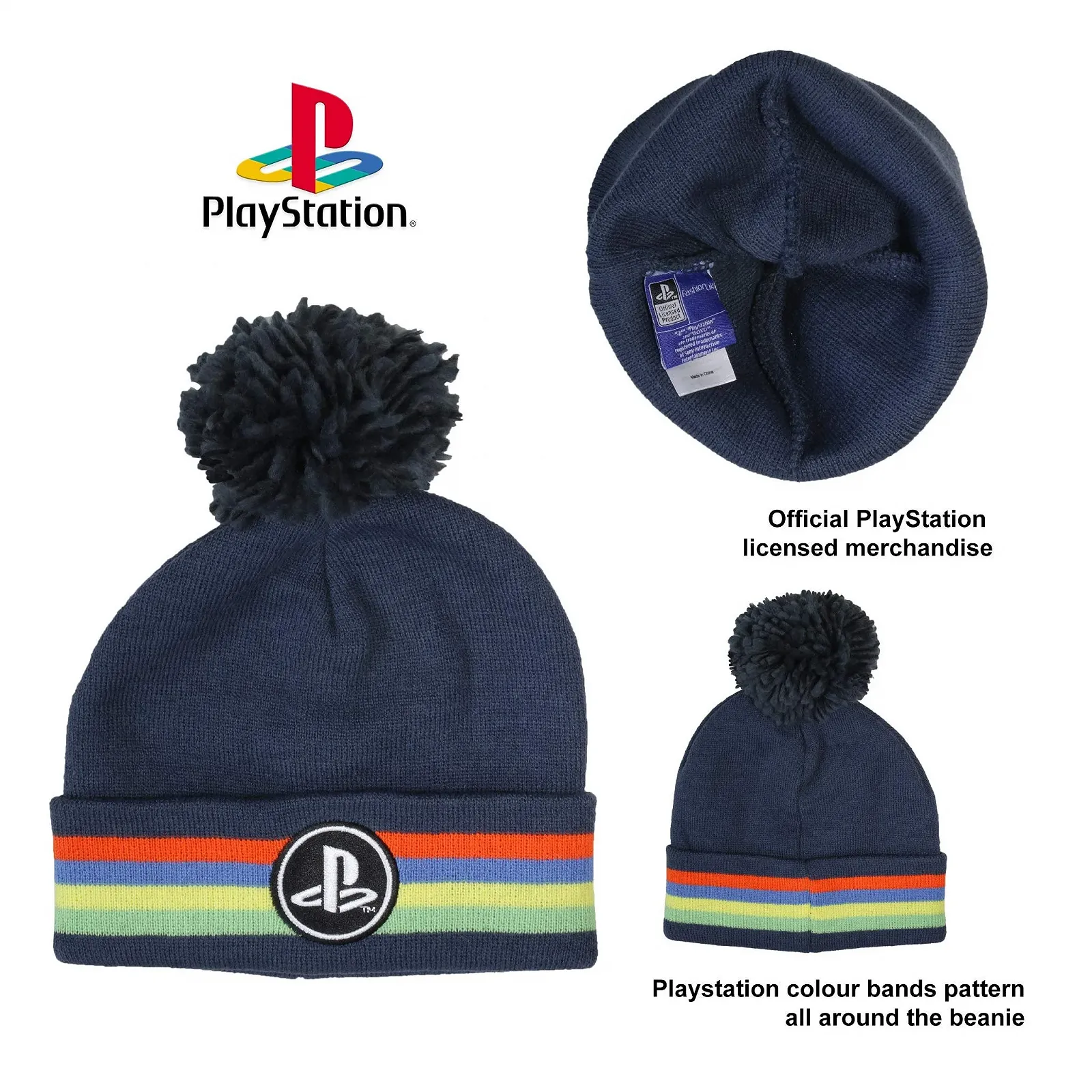 Шапка з помпоном Playstation Classic Logo, дитяча, один розмір, темно-синя, офіційний мерч, фото №3