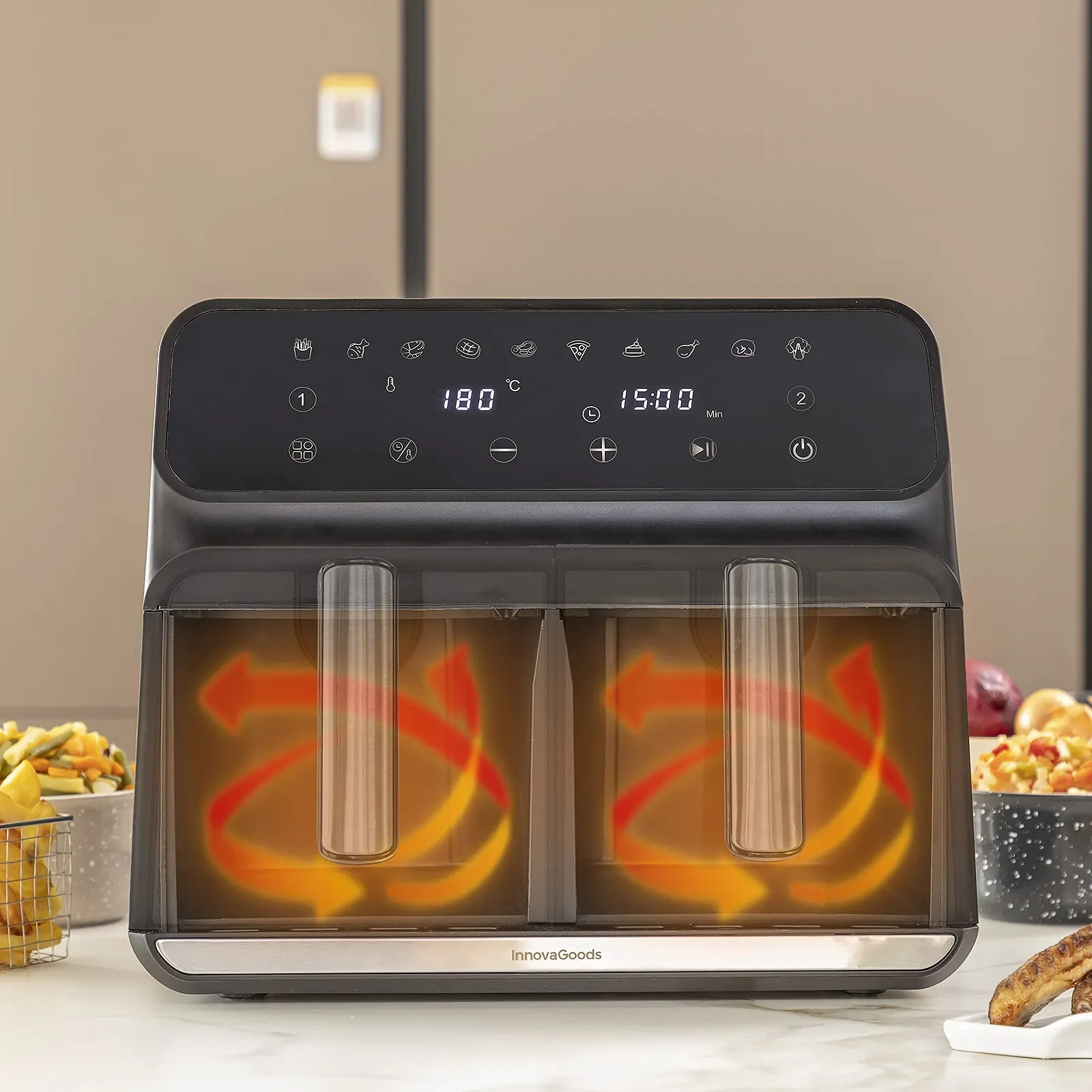 Мультипіч InnovaGoods Fryinn Double 8000 8L 3400W Black Stainless Steel, фото №4 Мультипіч InnovaGoods Fryinn Double 8000 8L 3400W Black Stainless Steel, фото №4