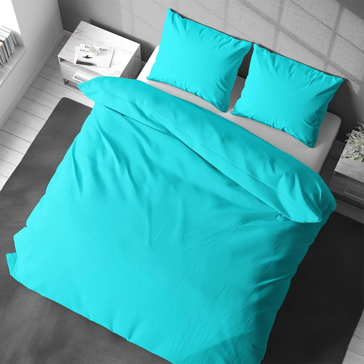 Комплект постільної білизни Visaggio 135 x 200 / 80 x 80 см 100% бавовна Бірюзовий, фото №2