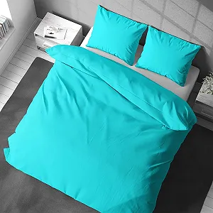 Комплект постільної білизни Visaggio 135 x 200 / 80 x 80 см 100% бавовна Бірюзовий synthetic.ua - Фото 1