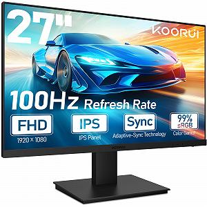 Монітор KOORUI Gaming 27 дюймів 100 Гц Full HD з вбудованими динаміками HDMI IPS нахилом регульований захистом очей VESA кріплення на стіну - Фото 1