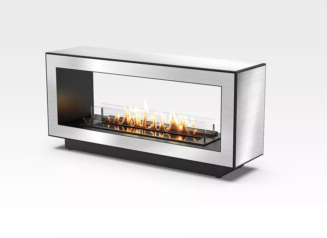 Напольный камин без дымохода Gloss Fire Module-m6 Серебристый, фото №4
