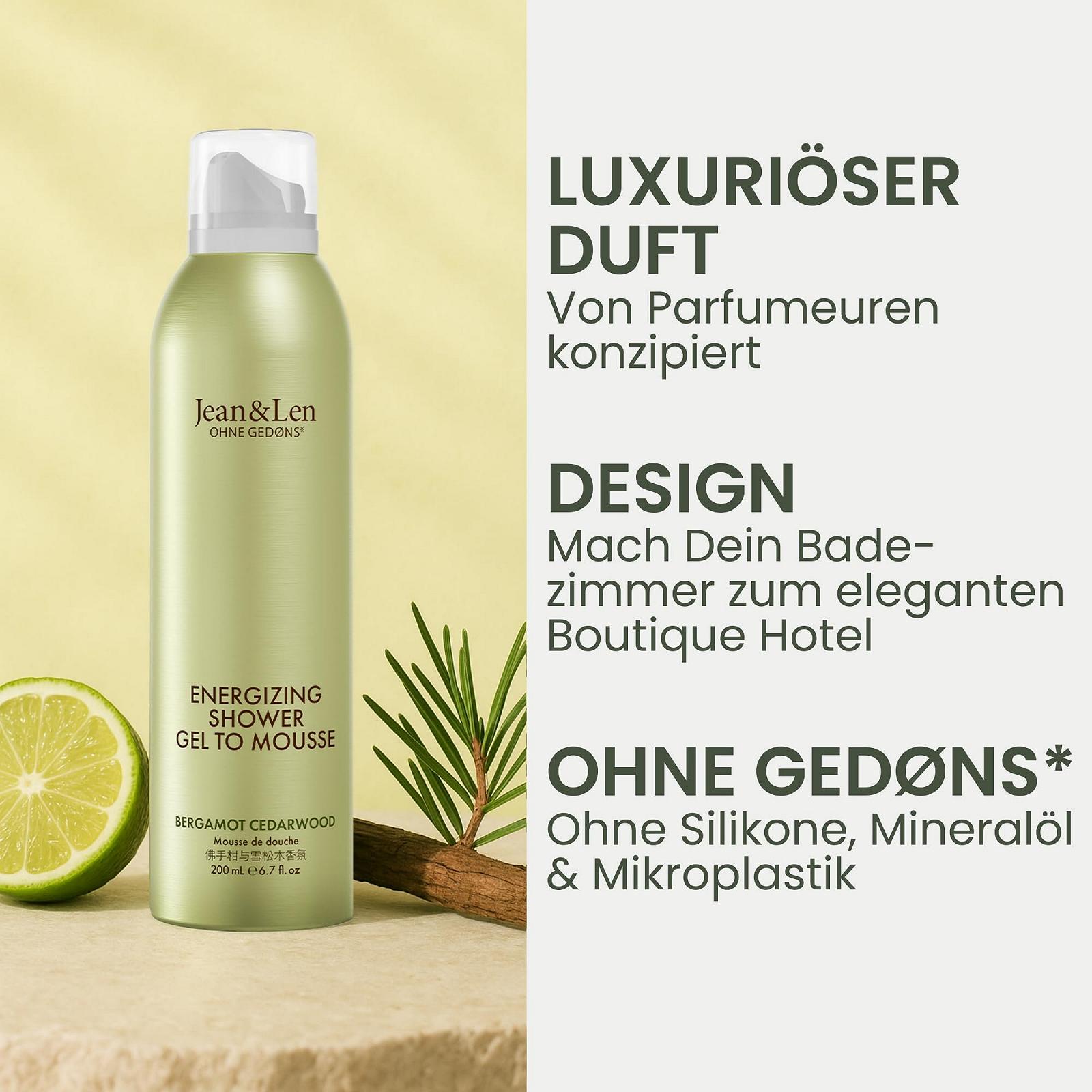 Гель-пенка для душа Jean & Len Energizing Bergamot & Cedarwood 200 мл, фото №2 Гель-пенка для душа Jean & Len Energizing Bergamot & Cedarwood 200 мл, фото №2