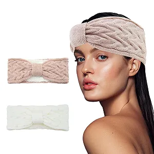 Зимние плюшевые повязки на голову для женщин, вязаные. - Фото 1