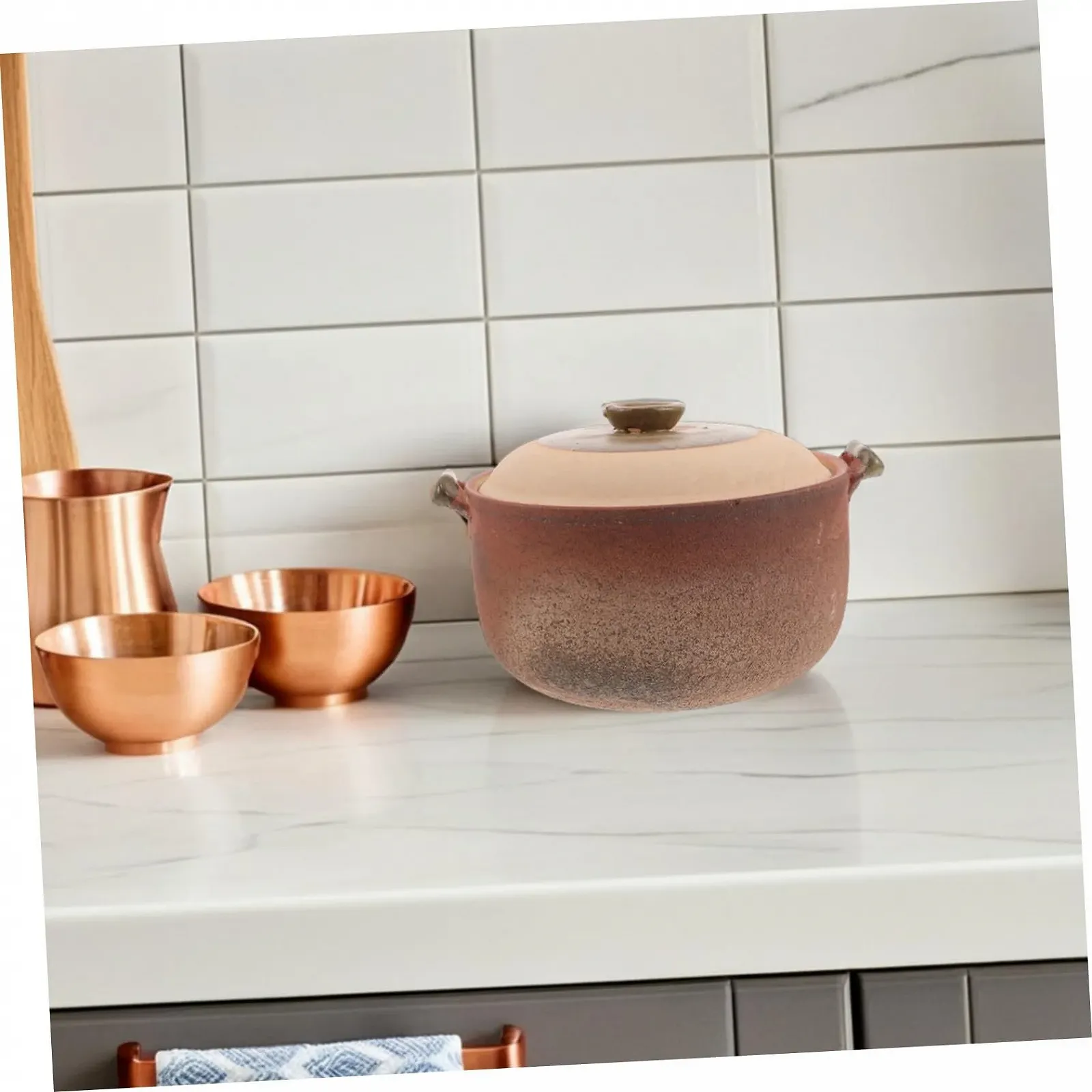 Горщик Теракотовий Керамічний з кришкою та ручкою Жаростійкий для плити та духовки, фото №6