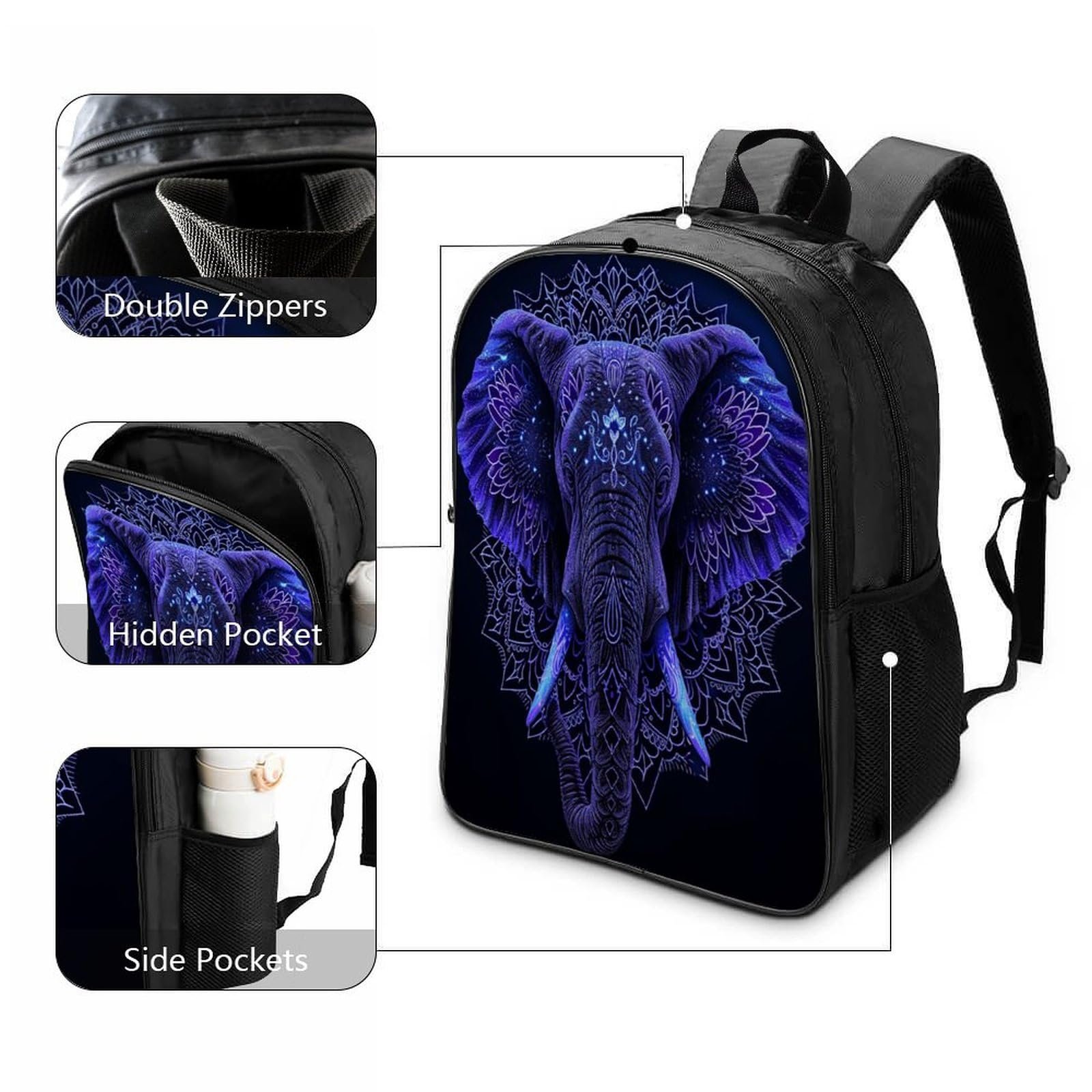 Рюкзак FPAKAKIIE Elephant 3D, детский, большой, с карманами, школьный, подарок к школе, 40x28x16 см, фото №3