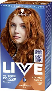 Фарба для волосся Schwarzkopf LIVE Intense Colour 077 Карамедна Мідь (3 x 142.5 мл), стійка, для ідеального покриття сивини synthetic.ua - Фото 1