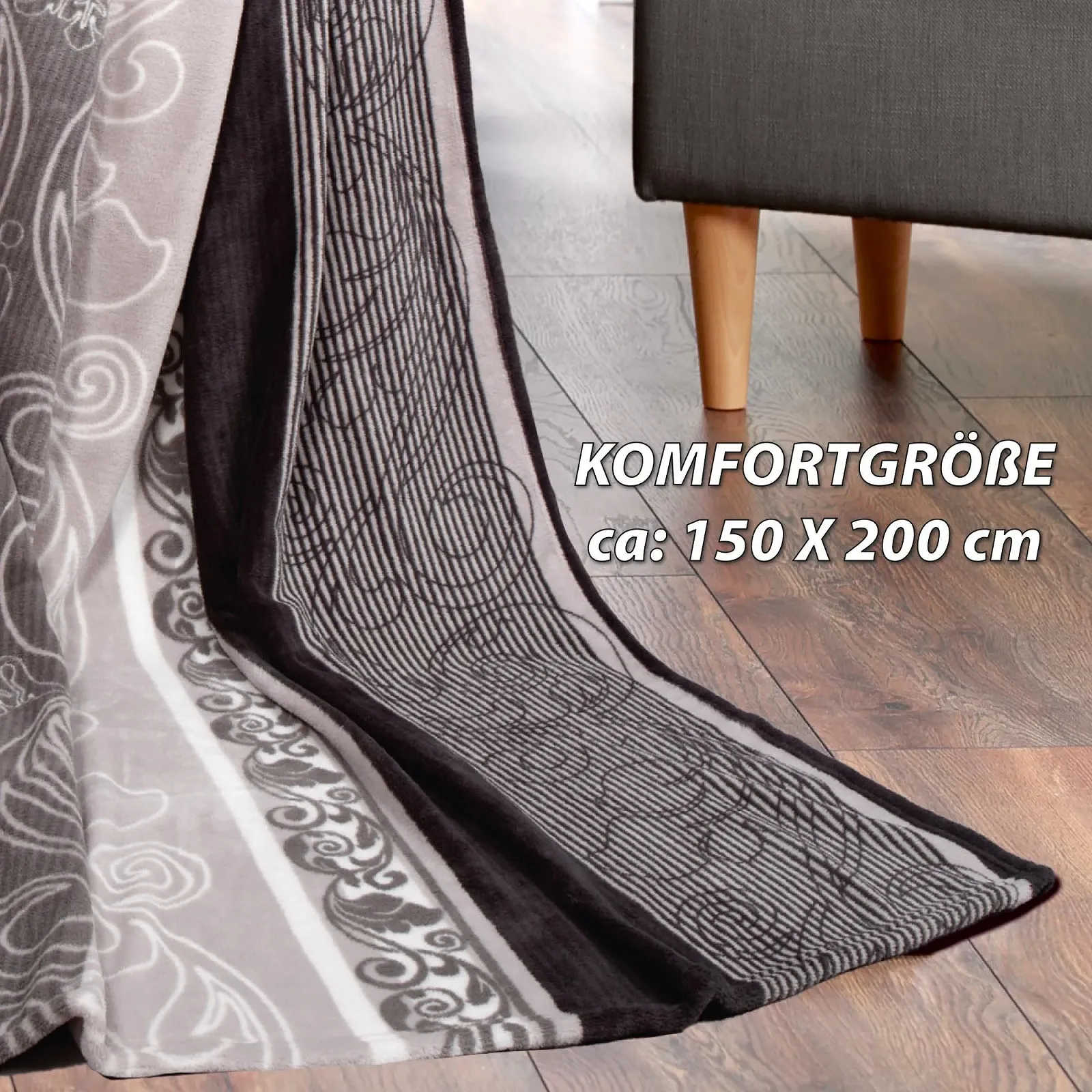 Одеяло Bestlivings Пушистое одеяло из микрофибры 150 x 200 см (Ornament) Пушистое одеяло для дивана, кушетки и кровати, покрывало Oeko-Tex - накидка на диван, фото №3