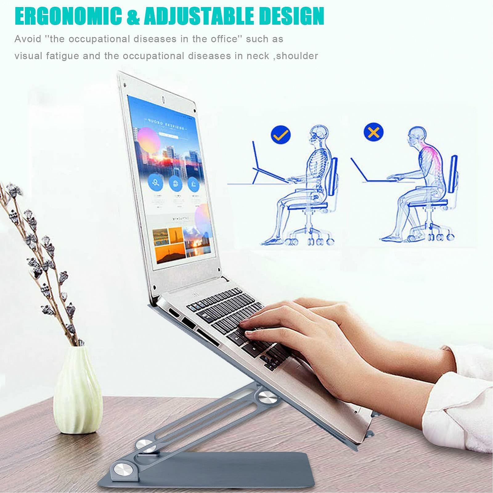 Подставка для ноутбука Tnfeeon, регулируемая, эргономичная, алюминиевый сплав, до 15,6 дюймов, фото №7