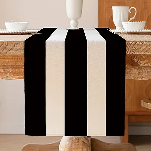 Купити Ранер для столу Modern Striped у смужку чорно-білий 40 x 140 см - Фото 1 Ранер для столу Modern Striped у смужку чорно-білий 40 x 140 см - Фото 1
