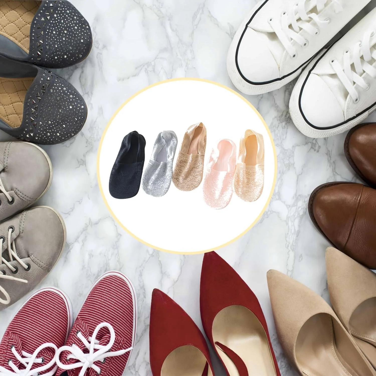 Шкарпетки-слідки Жіночі Мереживні Невидимі, 5 пар, фото №6 Шкарпетки-слідки Жіночі Мереживні Невидимі, 5 пар, фото №6