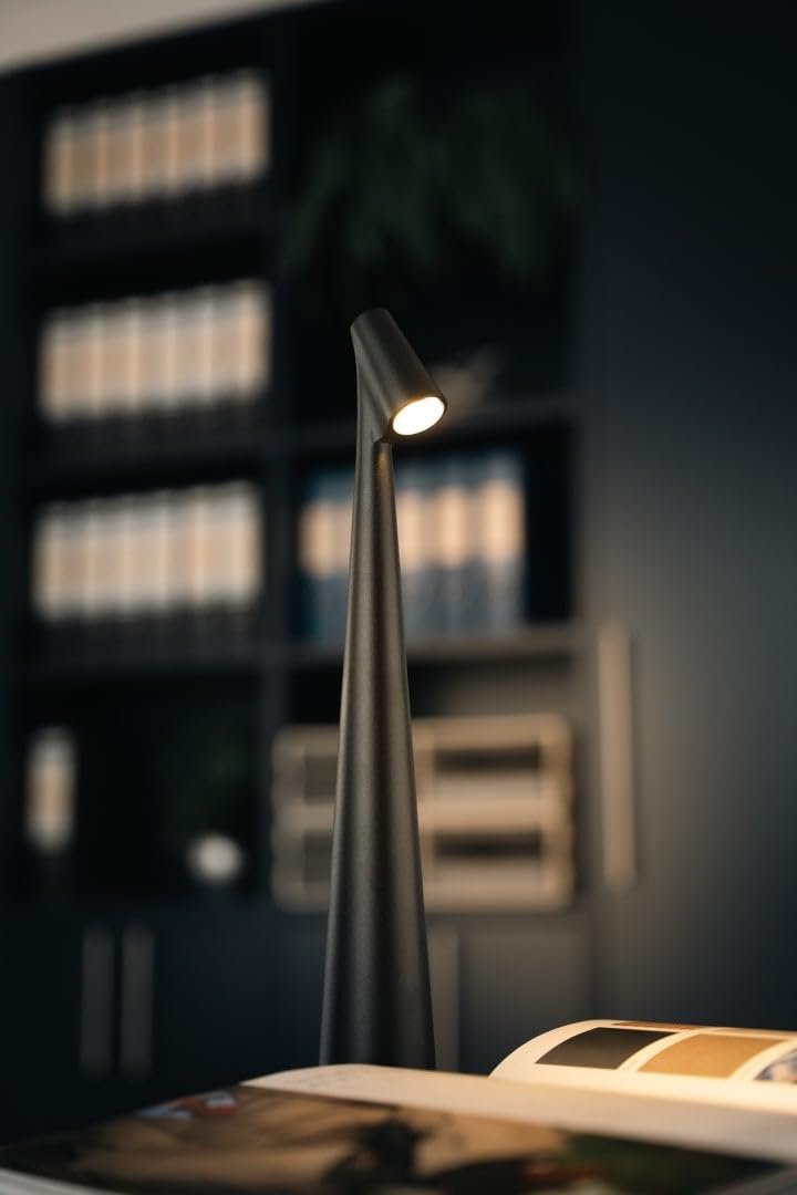 Настільна лампа LUXUS Touch Deluxe Madelief сіра, H35 x Ø5, LED, акумуляторна, бездротова, з регулюванням яскравості, для внутрішнього та зовнішнього використання, фото №7