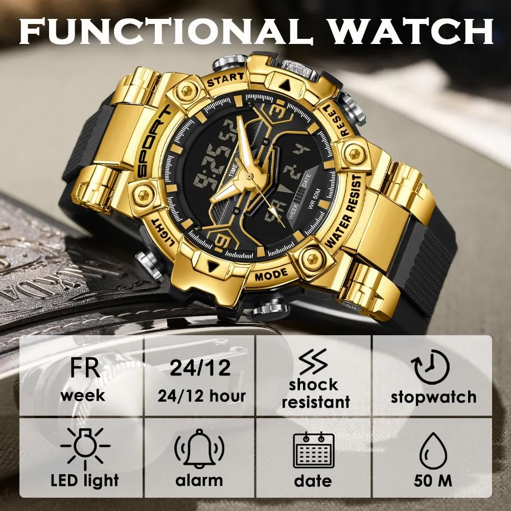 Спортивные Часы Findtime Мужские Военные Цифровые Водонепроницаемые Прочные с LED Подсветкой, Будильником, Секундомером, фото №2