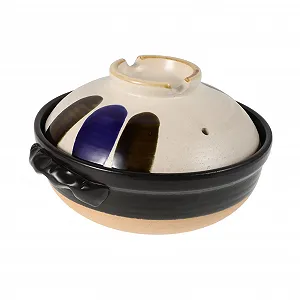 Керамический горшок для приготовления с крышкой из грубой керамики в японском стиле - Фото 1