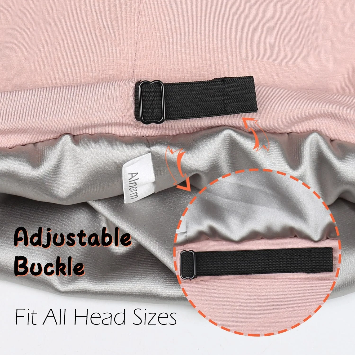 Шапка для сна Alnorm Curly Girls с сатиновой подкладкой и регулируемой комфортной эластичной лентой для девочек-подростков, фото №6