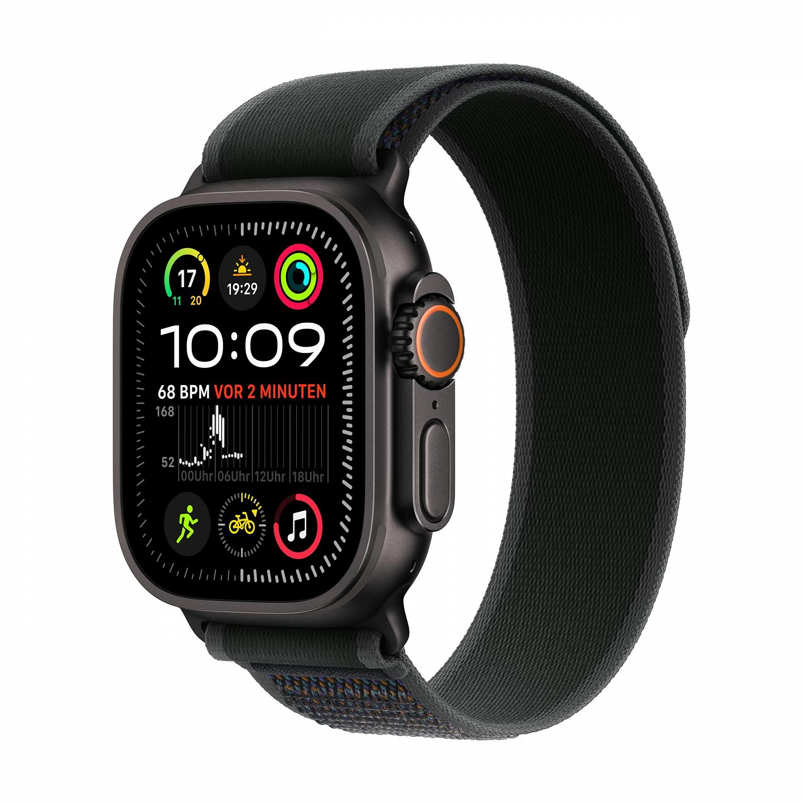Смарт-годинник Apple Watch Ultra 2 (GPS + Cellular 49мм) Титановий корпус Чорний Спортивний ремінець Black (M/L), фото №1