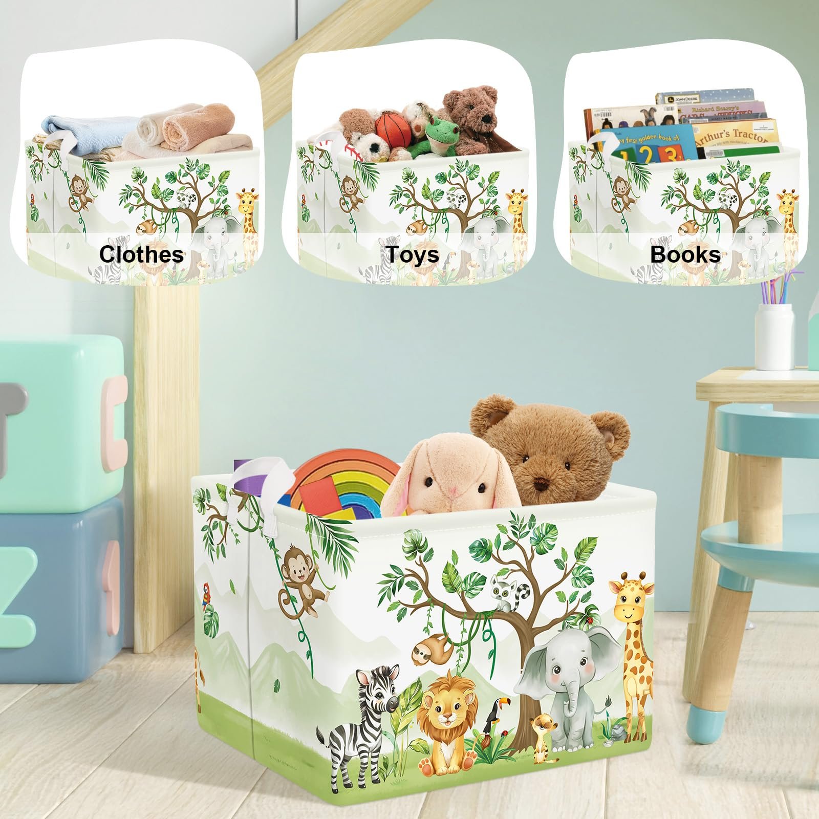 Корзина для игрушек HUUMONSS Лесные животные, детская, складная, для мальчиков и девочек, большая, 36 л, фото №5