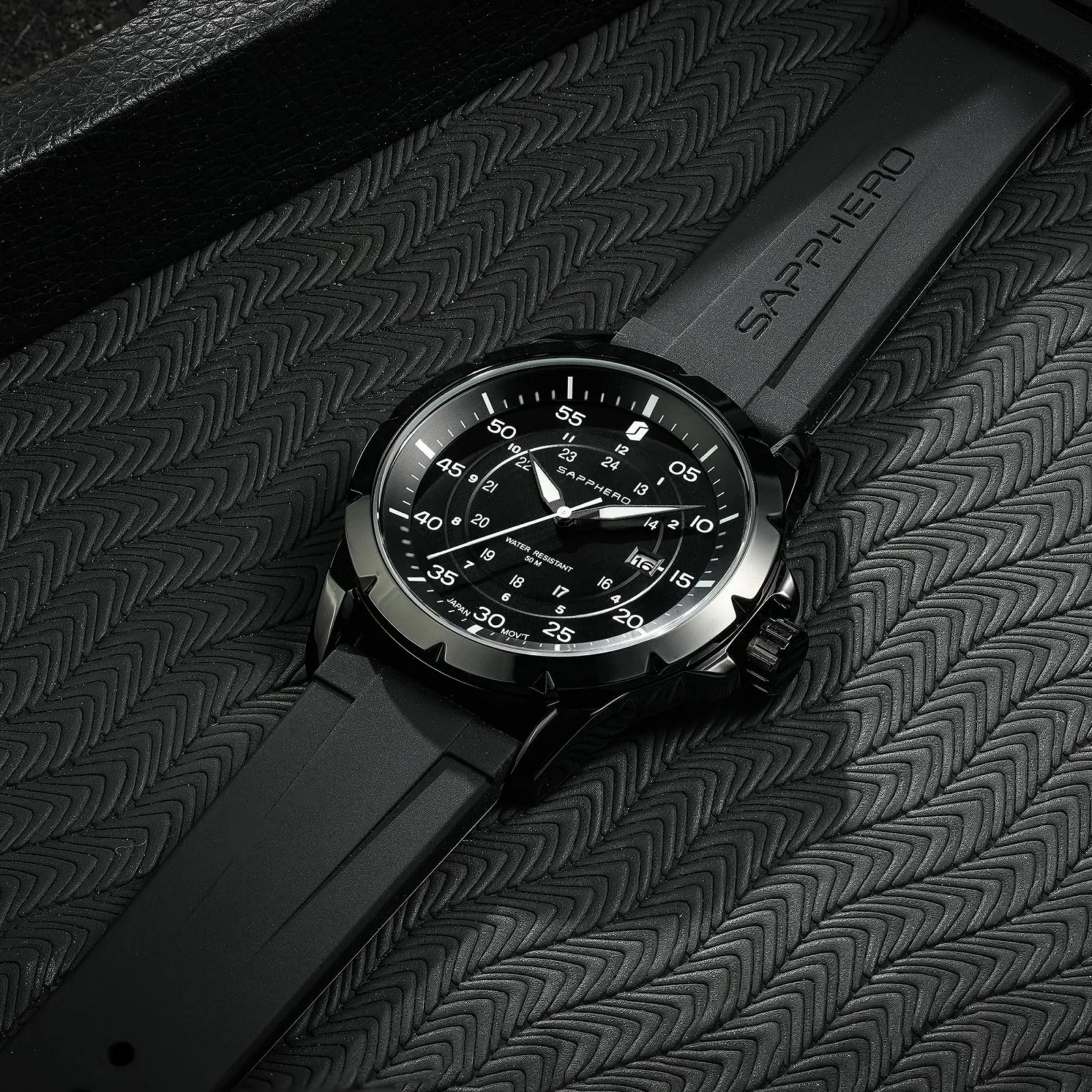 Годинник SAPPHERO Кварцовий Хронограф Дата Календар Силіконовий Ремінець 30М Водонепроникний Чорний Синій, фото №4 Годинник SAPPHERO Кварцовий Хронограф Дата Календар Силіконовий Ремінець 30М Водонепроникний Чорний Синій, фото №4