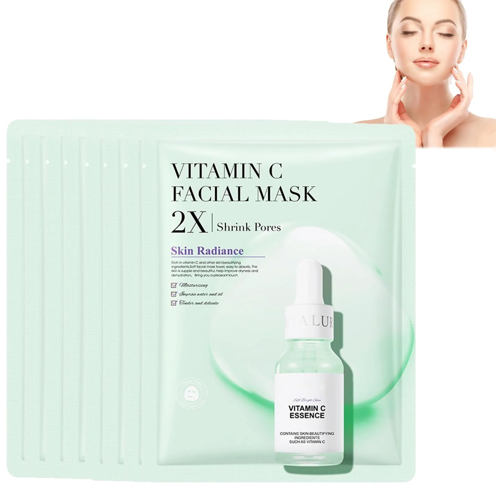 Гелева маска з вітаміном C 8 шт. Зволожуюча тканинна маска з гіалуроновою кислотою, фото №2