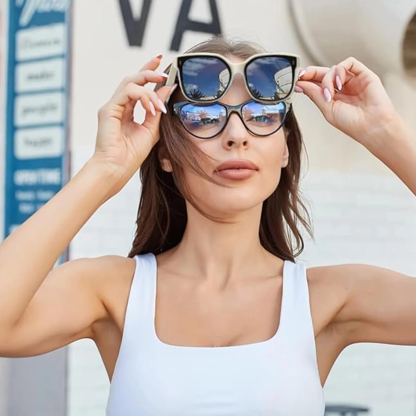 Сонцезахисні окуляри Cateye SHEEN KELLY Oversized TR90 з поляризованими лінзами для водіїв, для жінок, великого розміру, легкі, фото №2