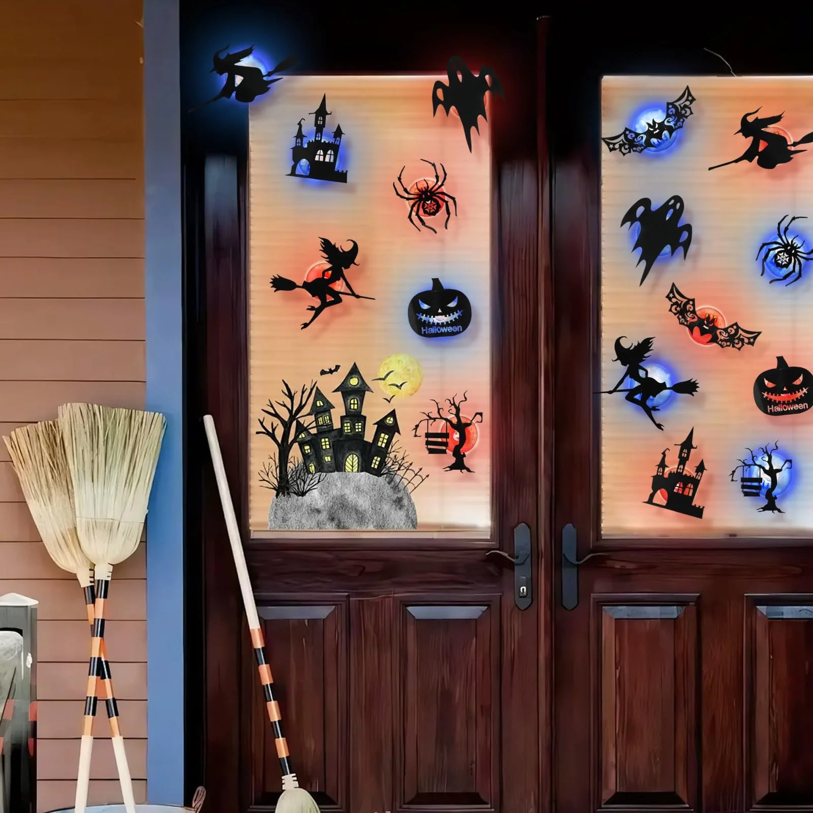 Наклейки на стіну 3D LED Bat Decoration 16 шт. Фіолетові Хелловін Декор для вулиці та дому, фото №6