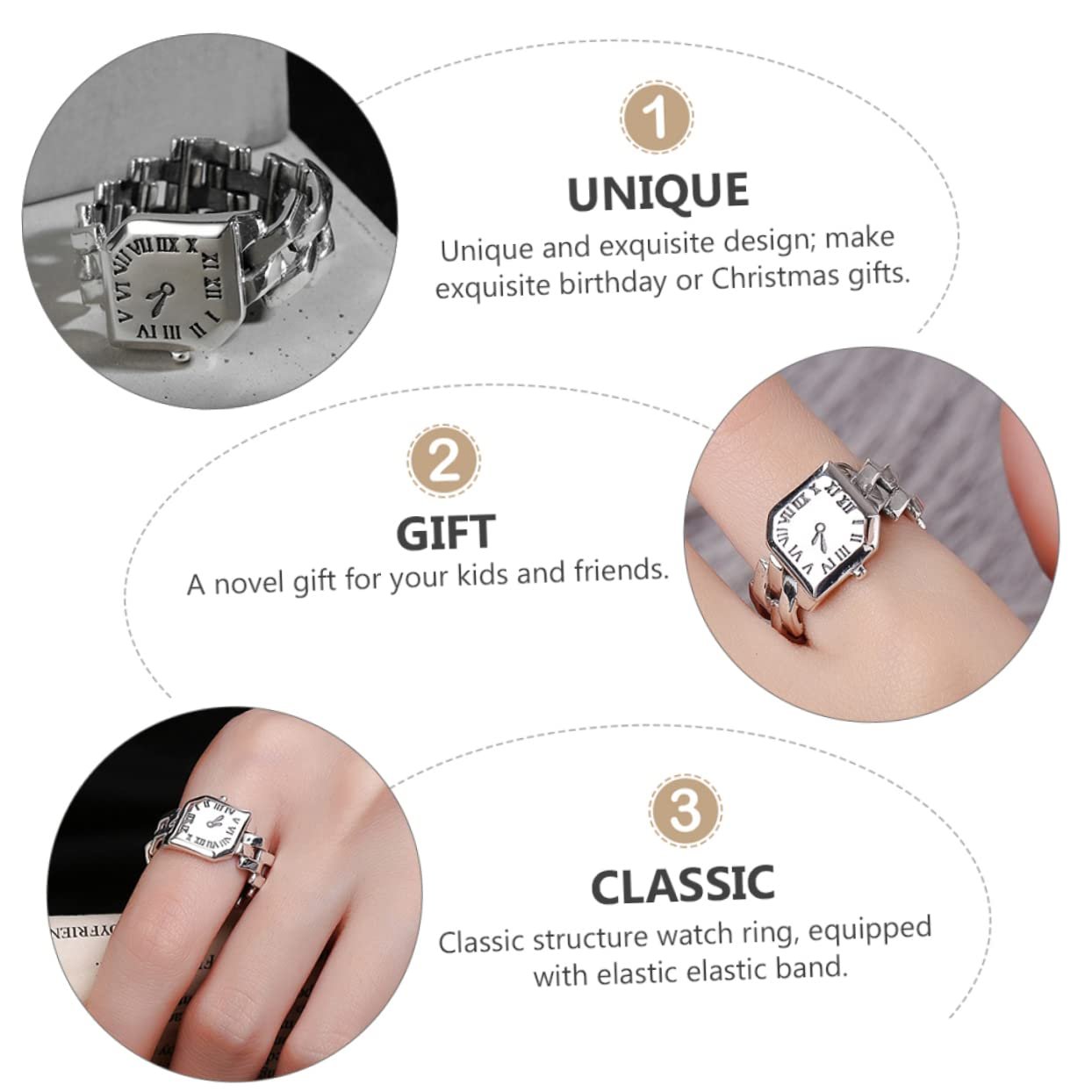 OATIPHO Ringuhr Декоративний годинник з дисплеєм та регульованим дизайном, фото №2