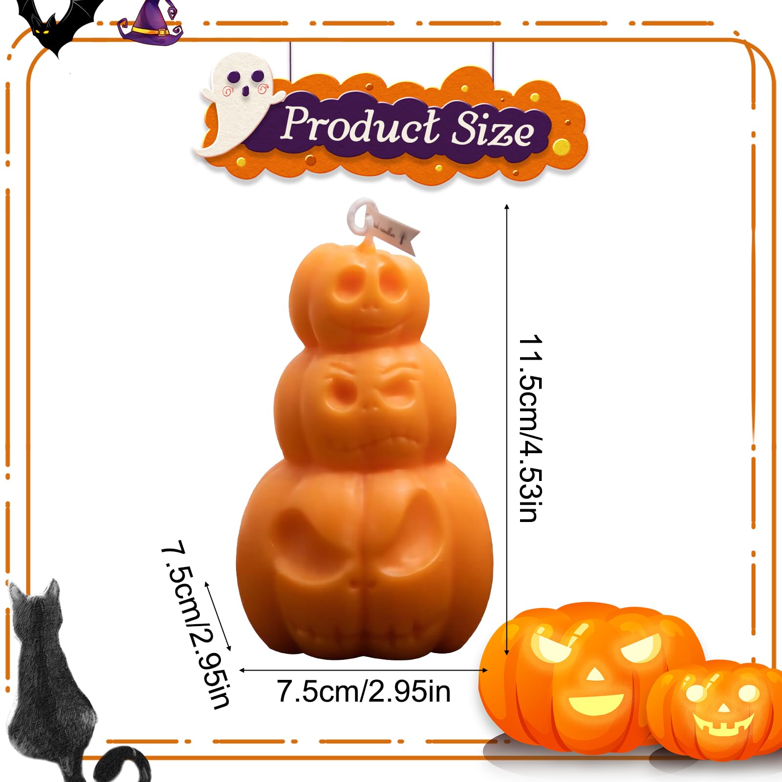 Свеча Halloween Pumpkin Ghost Face Handmade Wax, фото №2