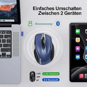 Миша TECKNET Bluetooth, бездротова ергономічна, 4800 DPI, (Tri Modes: BT 5.0/3.0+2.4G), 30 місяців роботи від батареї, тиха, для ноутбука, ПК, комп'ютера, Windows, Mac OS, Android synthetic.ua - Фото 1