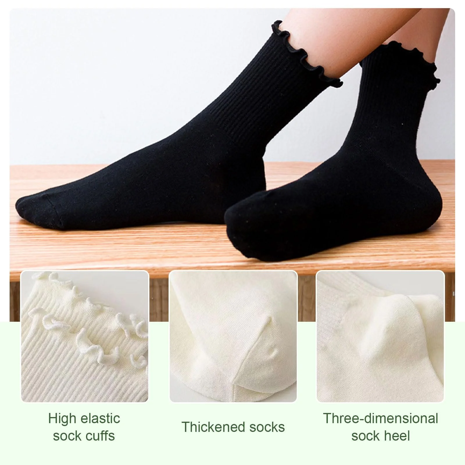 Шкарпетки з рюшами для жінок (6 пар) Бежевий, фото №3 Шкарпетки з рюшами для жінок (6 пар) Бежевий, фото №3