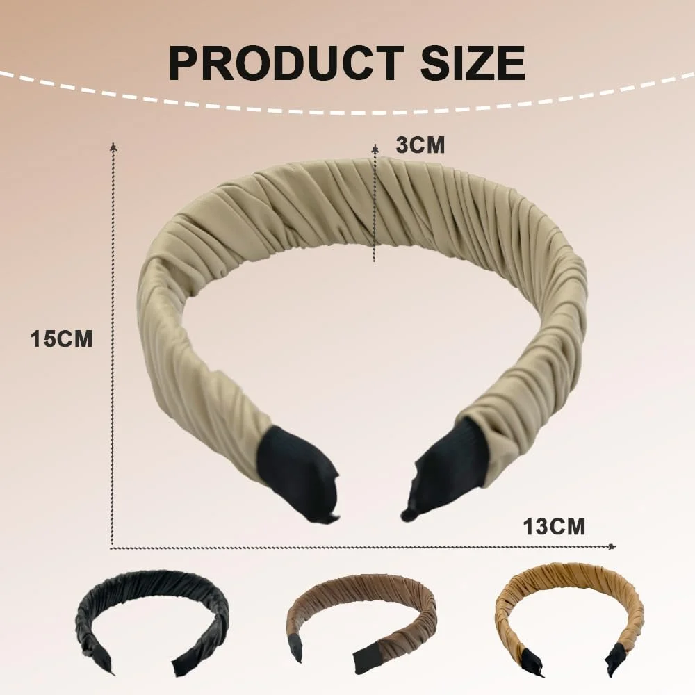 Обруч Шкіряний Плісований Широкий, фото №2